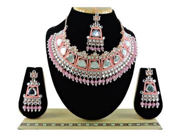 Pink designer function wear ad necklace set 1