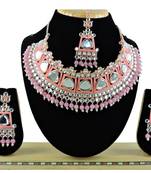 Pink designer function wear ad necklace set