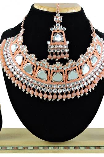 Orange designer function wear ad necklace set