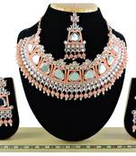 Orange designer function wear ad necklace set
