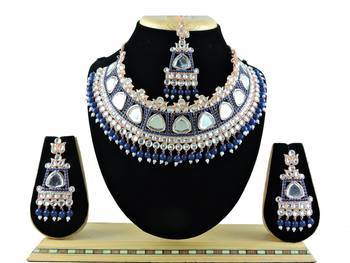 Blue designer function wear ad necklace set 1