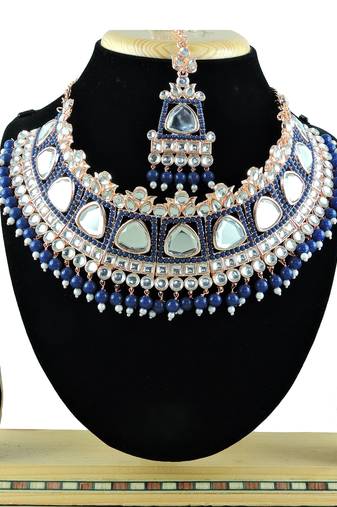 Blue designer function wear ad necklace set