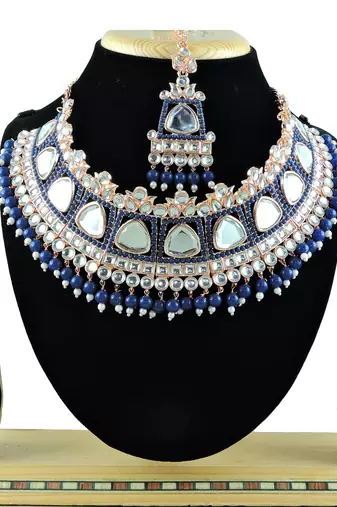 Blue designer function wear ad necklace set