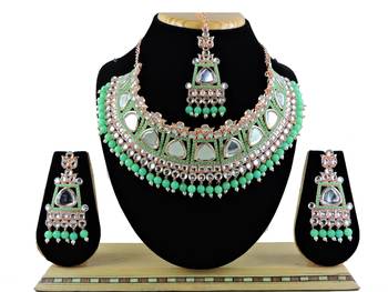 Green designer function wear ad necklace set 1