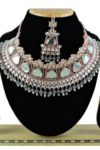 Grey designer function wear ad necklace set