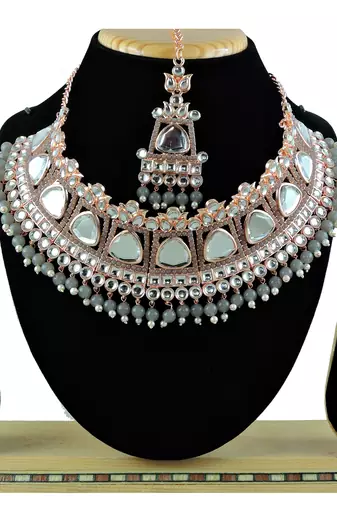 Grey designer function wear ad necklace set