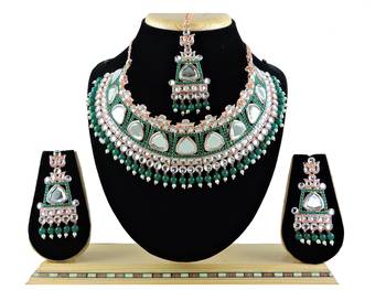Green designer function wear ad necklace set 1