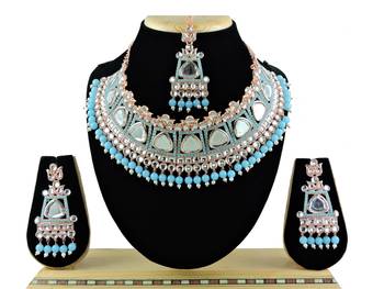 Turquoise designer function wear ad necklace set 1