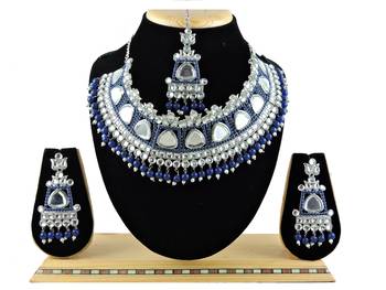 Blue designer function wear ad necklace set 1