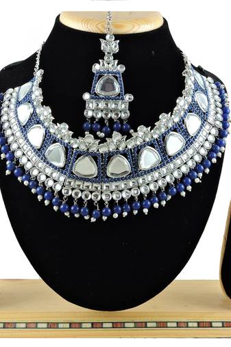 Blue designer function wear ad necklace set