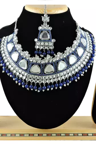 Blue designer function wear ad necklace set