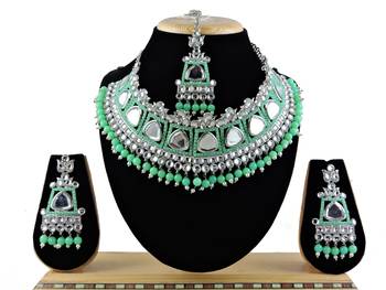 Green designer function wear ad necklace set 1