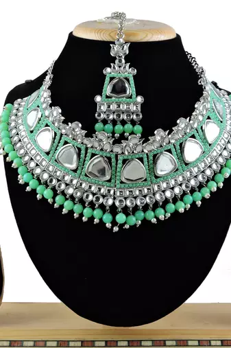 Green designer function wear ad necklace set