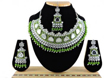 Green designer function wear ad necklace set 1