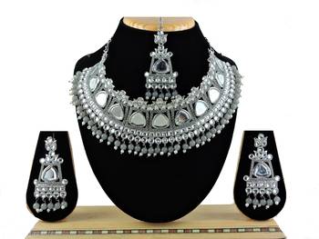 Grey designer function wear ad necklace set 1