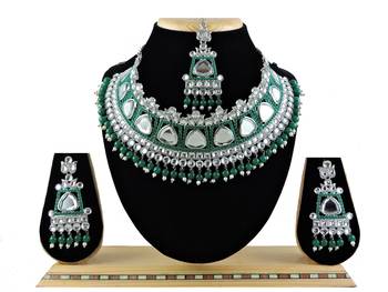 Green designer function wear ad necklace set 1