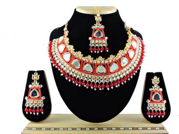 Red designer function wear ad necklace set 1