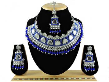 Blue designer function wear ad necklace set 1