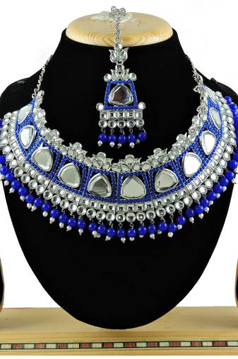 Blue designer function wear ad necklace set