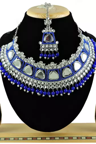 Blue designer function wear ad necklace set