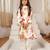 White floral printed chanderi kurta set