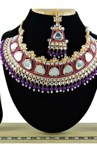 Purple designer function wear ad necklace set