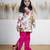 White floral printed chanderi kurta set