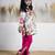 White floral printed chanderi kurta set
