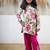 White floral printed chanderi kurta set