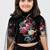 Black floral printed chanderi lehenga