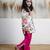 White floral printed chanderi kurta set