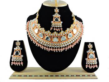 Orange designer function wear ad necklace set 1