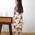 White floral printed chanderi kurta set