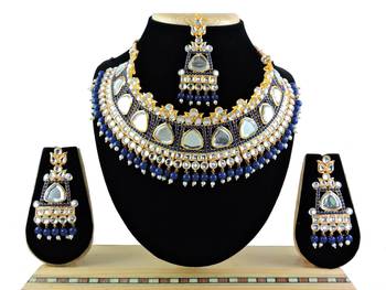 Blue designer function wear ad necklace set 1