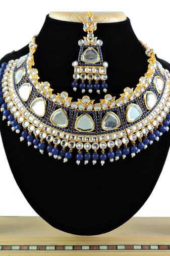 Blue designer function wear ad necklace set