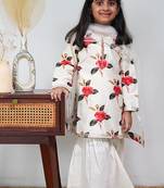 White floral printed chanderi sharara set