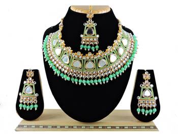 Green designer function wear ad necklace set 1