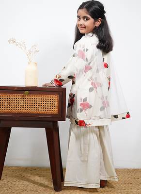 White floral printed chanderi sharara set 2