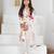 White floral printed chanderi kurta set