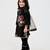 Black floral printed chanderi kurta set