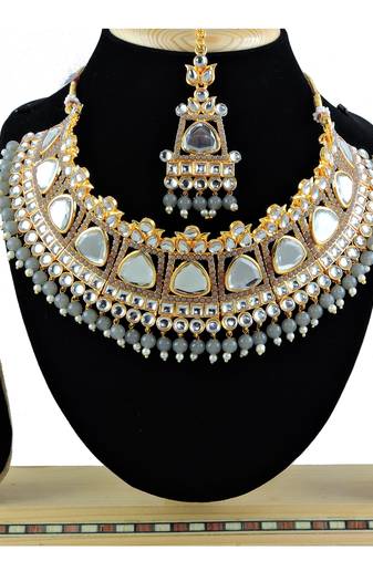Grey designer function wear ad necklace set
