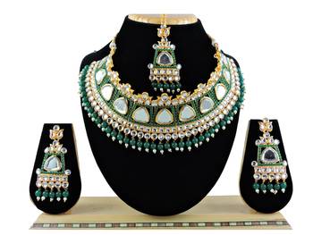 Green designer function wear ad necklace set 1
