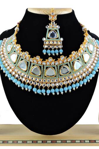 Turquoise designer function wear ad necklace set