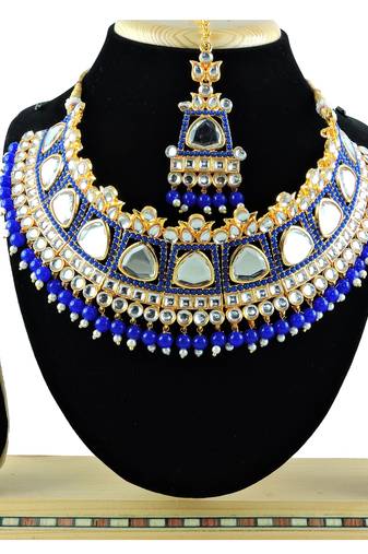 Blue designer function wear ad necklace set