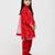 Red floral printed chanderi kurta set