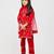 Red floral printed chanderi kurta set