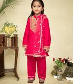 Pink embroidered chanderi kurta set