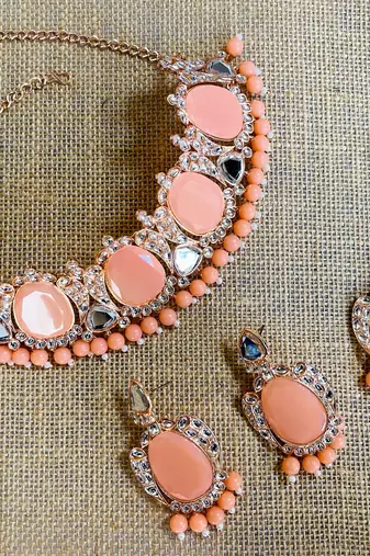 Orange designer function wear ad necklace set