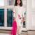 White floral printed chanderi kurta set