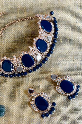 Blue designer function wear ad necklace set